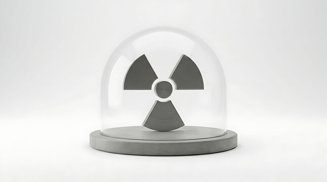 Nuclear Radiation Hazard Symbol Protected Under Glass Dome on Neutral Background