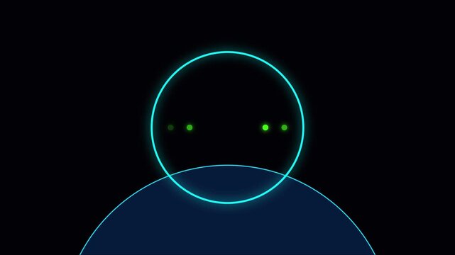 Futuristic digital interface loading animation with glowing neon circle and data points for tech ui 4k