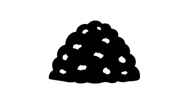 Black pile of holes on white background.