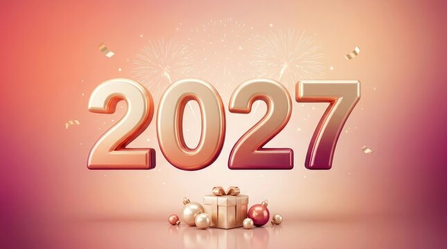 Shiny metallic year number two thousand twenty seven celebration design