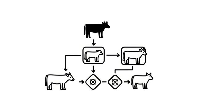 Cow Meat Production Flowchart Diagram.
