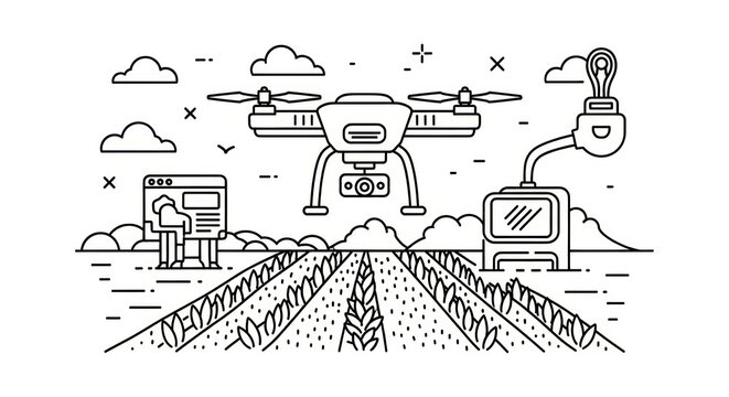 Drone technology in modern agriculture field.