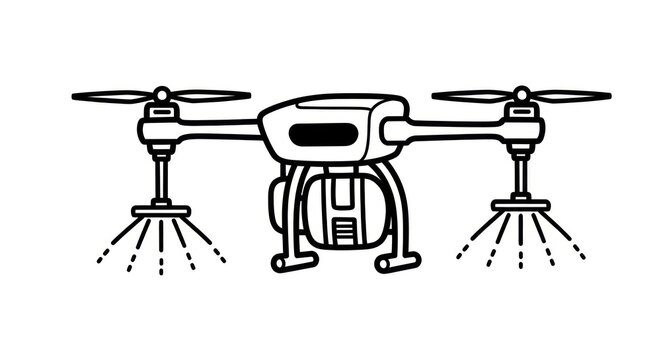 Drone with water sprayers flying.