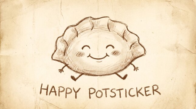 Happy Smiling Potsticker Illustration with Cheerful Expression