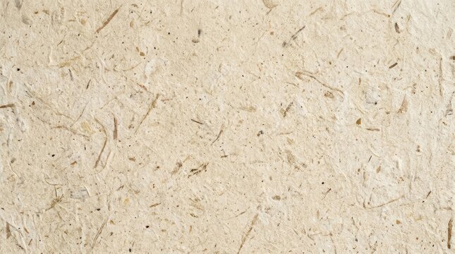 A close-up shot of a textured, off-white paper surface. The paper exhibits a rough, fibrous appearance with visible wood pulp strands.