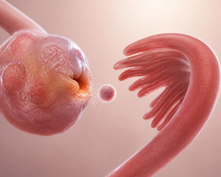 Ovulation egg release toward fallopian tube fimbriae