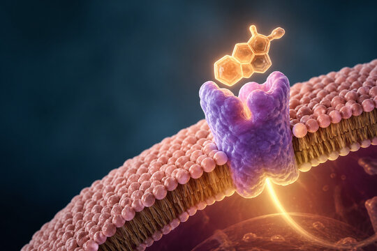 Hormone receptor binding on cell membrane