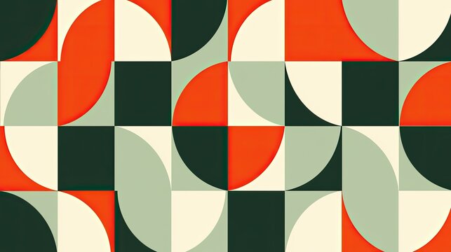 Geometric pattern with rounded squares, circles, and checkerboard elements