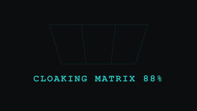 Cloaking matrix 88 percent progress bar hud interface for sci-fi technology and digital data visualization animation 4k