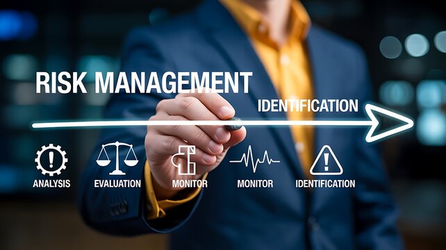 Risk management concept with business analysis, identification and financial protection