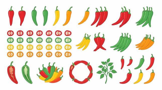 A collection of various chili peppers in different colors and shapes.