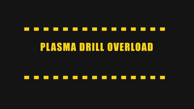 Plasma drill overload warning sign, industrial safety alert hazard notification motion animation 4k background