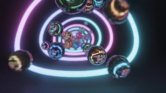 Fibonacci Golden Ratio Spiral Spheres Abstract Motion Graphic