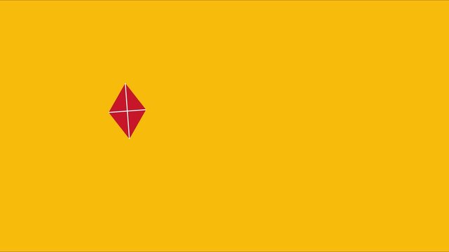 Red diamond shape floating and rotating on a solid yellow animation 4k background, minimalist motion yellow background