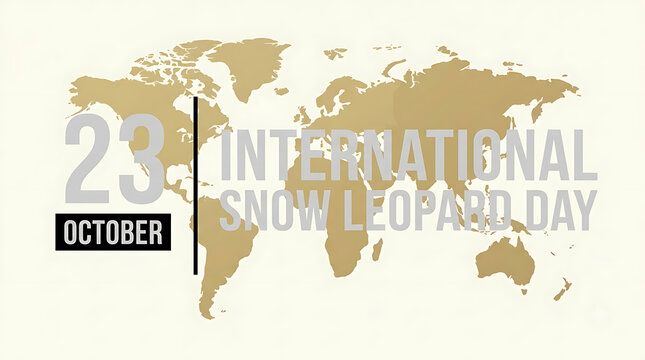 International Snow Leopard Day banner for October 23, vintage world map background, wildlife conservation awareness poster