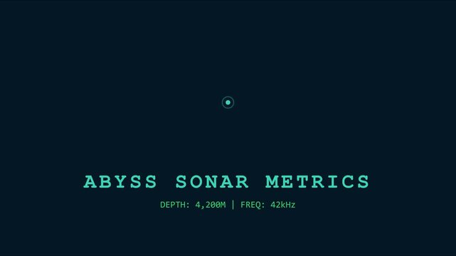 Abyss sonar metrics hud overlay: deep sea exploration data interface for sci-fi and underwater research visualization animation 4k