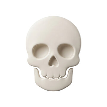A simple white skull isolated on a plain background.