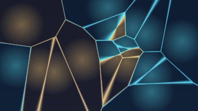Hexagonal polygon mesh grid with glowing blue light lines and futuristic digital background