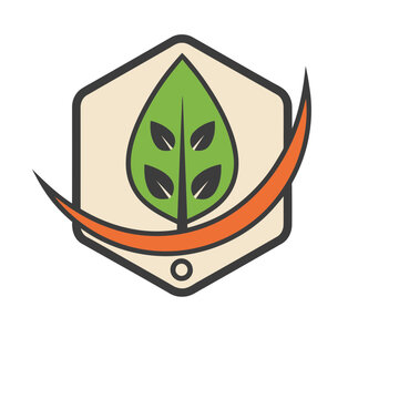 Green leaf inside hexagon logo
