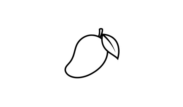 Minimal mango fruit silhouette with leaf botanical food logo vector icon
