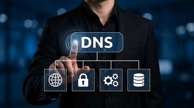DNS domain name system network server technology internet cybersecurity concept