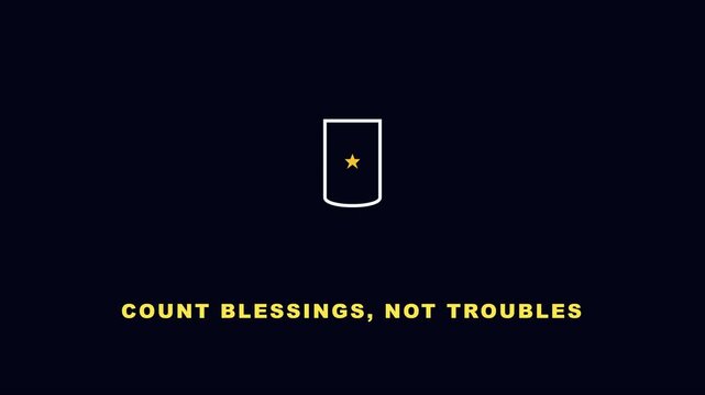 Count blessings, not troubles: minimalist motivational quote animation with clean typography and simple line 4k