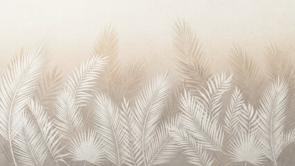 Bohemian dried palm leaves background, beige tropical foliage wallpaper, aesthetic neutral botanical texture for interior design © T_H_E_A_R_T_I_S_T