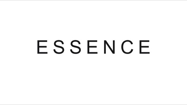 Essence minimalist typography motion on clean animation 4k white background