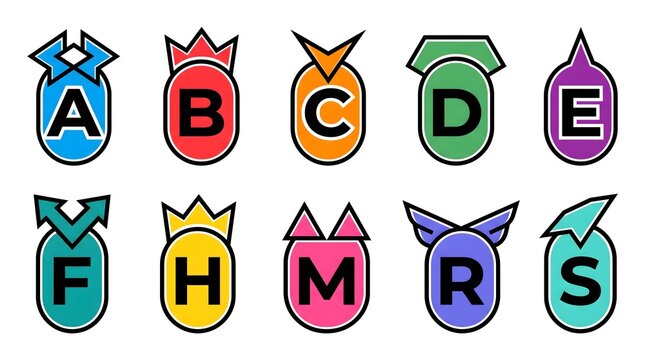 Colorful alphabet bombs with letters in a playful cartoon style illustration