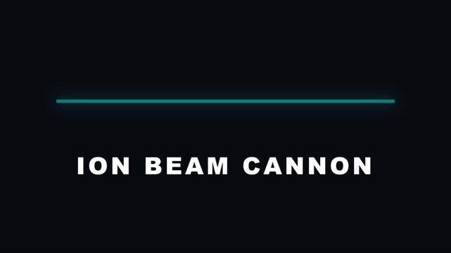 Ion beam cannon title animation with glowing cyan line for sci-fi and technology projects 4k science