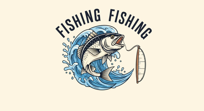 A vintage illustration of a fish jumping out of water