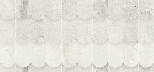 White stone fish scale tiles, light marble mosaic texture, elegant scalloped wall pattern, minimalist architectural surface for interior design © T_H_E_A_R_T_I_S_T