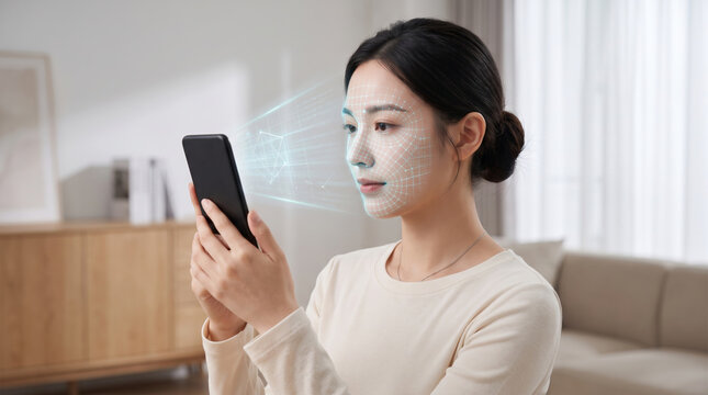 Biometric face scanner identity security verification login. Futuristic digital facial recognition system. identification verification id access, security protection