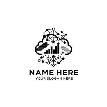 Cloud Data Analytics Logo - Abstract Network & Growth Chart