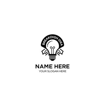 Breakthrough Idea Logo: Lightbulb with Text, Innovation Concept