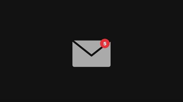 Minimalist email notification with five unread messages alert for digital communication and business ui animation 4k