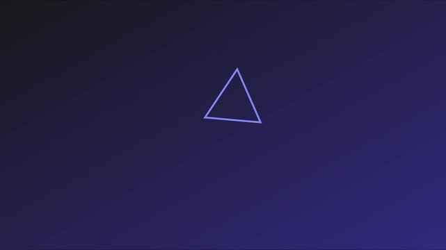 Minimalist pulsing triangle animation on dark blue gradient 4k background, for modern tech, pulse motion