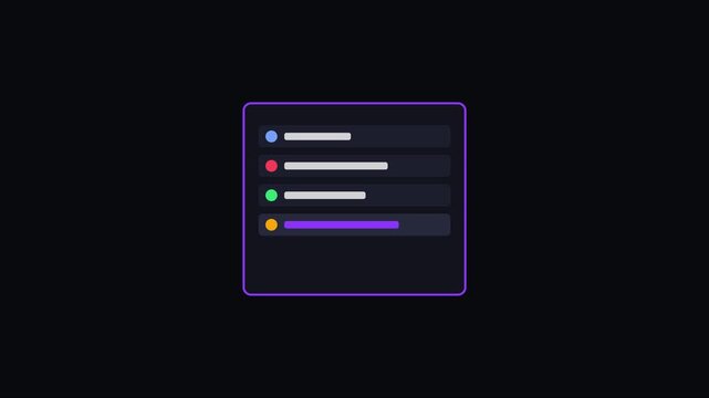 Minimalist ui interface animation with expanding notification list and loading progress bar 4k