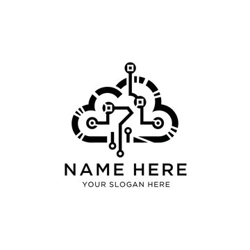 Cloud Computing Technology Logo Icon | Digital Network Circuit