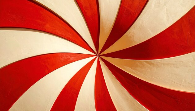 Red white radial swirl peppermint candy pattern