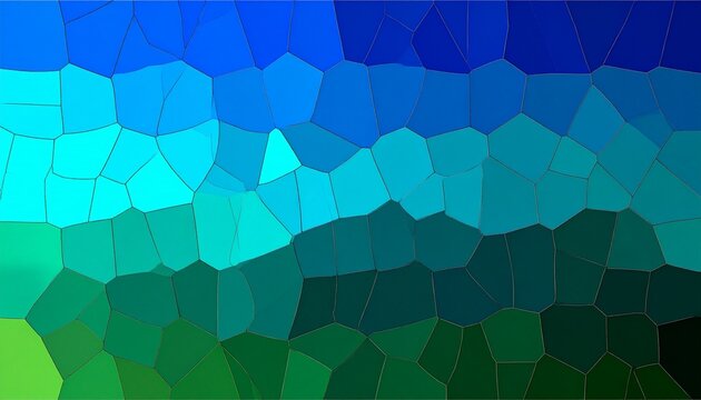 Abstract mosaic gradient with blue turquoise and green polygons