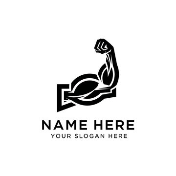 Bicep Flex Logo - Fitness Gym Icon, Bodybuilding Strength Symbol