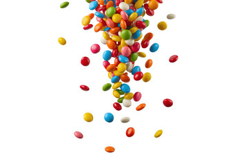 Fototapeta premium Falling multicolor candy pieces isolated on transparent background