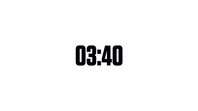 4 minute countdown timer in 1 minute animation with an alpha channel