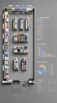 Retail planogram layout with miniature product blocks