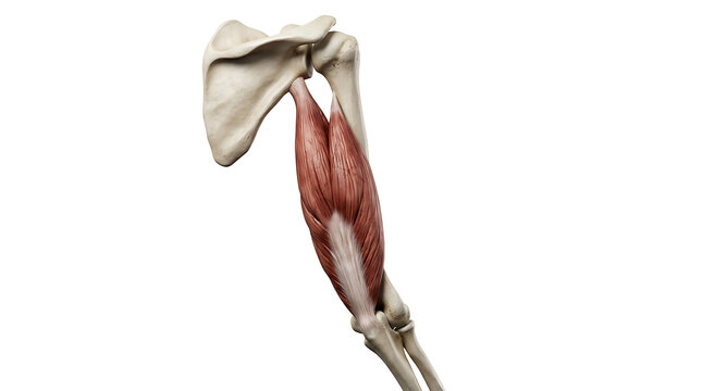 Anatomical View of the Human Triceps Brachii Muscle Isolated on White Background
