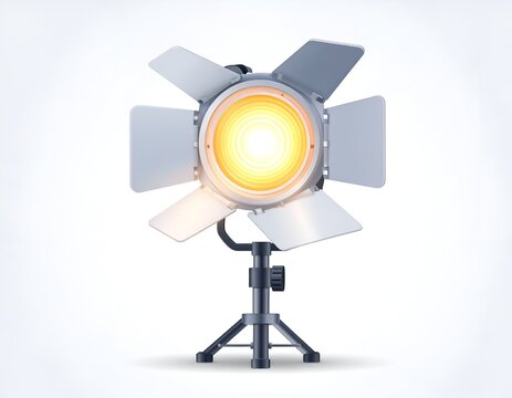 Professional studio spotlight on adjustable tripod stand.