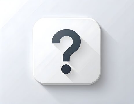 Question mark symbol on soft neomorphic square button.