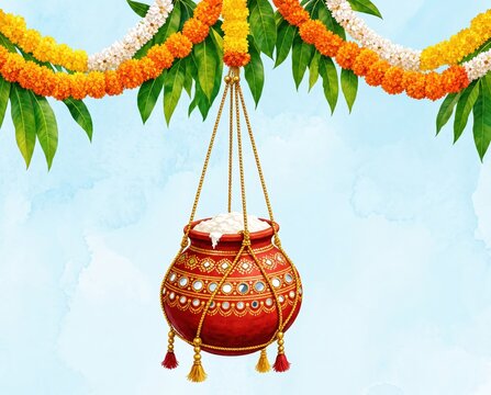 Traditional Hanging Clay Dahi Handi Pot.