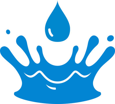 Water Splash Crown Icon, Blue Liquid Droplet Crown Shape Vector Illustration, Water Drop Splashing Crown Symbol Design